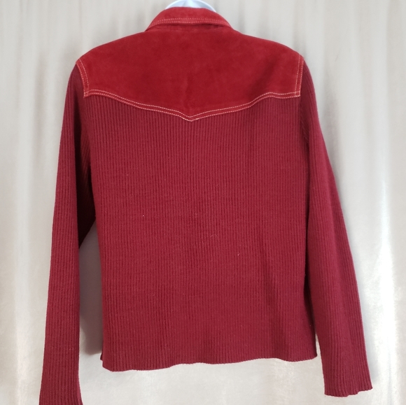 NWOT Coldwater Creek red suede leather & wool zip up jacket Womens 12 - Picture 3 of 8